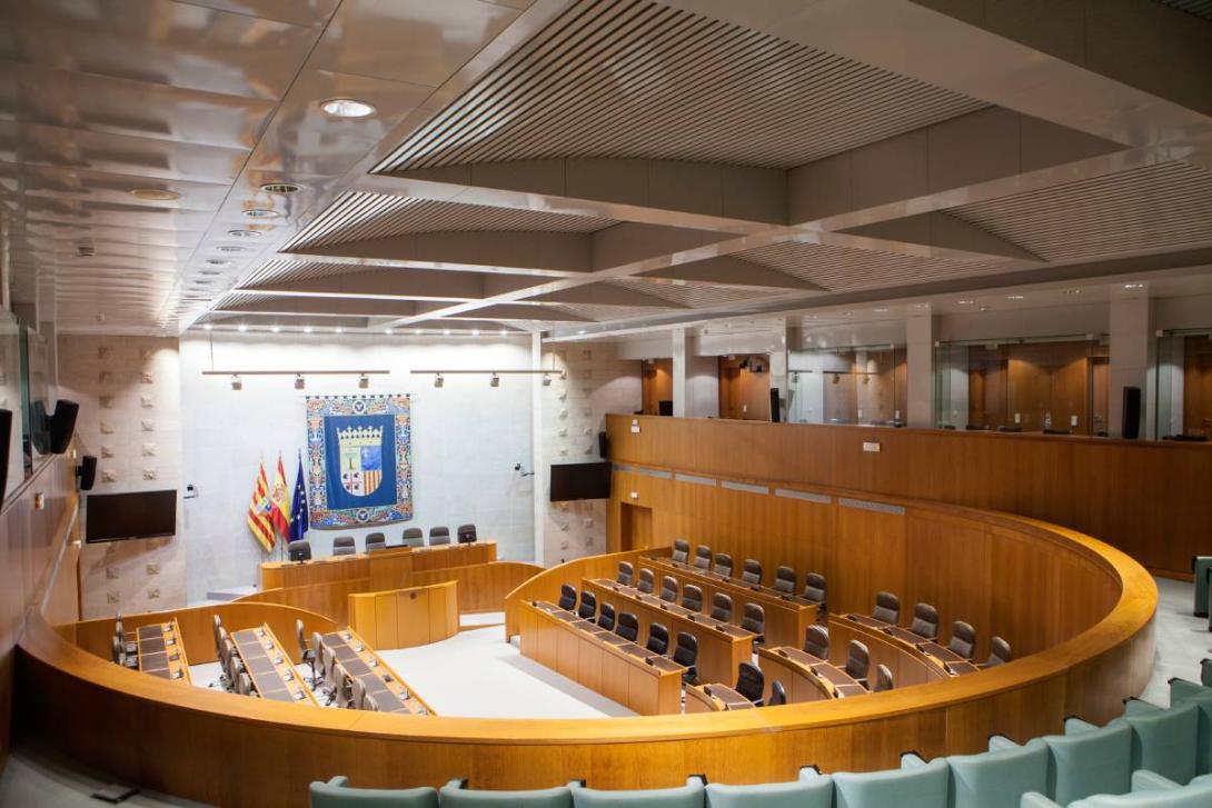 Foto del hemiciclo de las Cortes de Aragón vacío