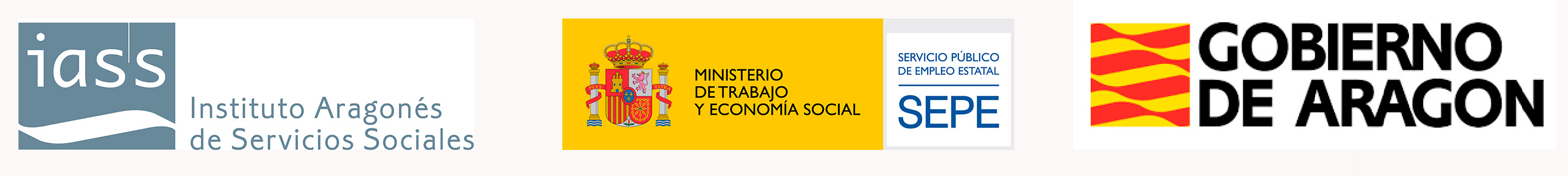 Logotipos del IASS, Servicio Público de Empleo Estatal y Gobierno del Aragón