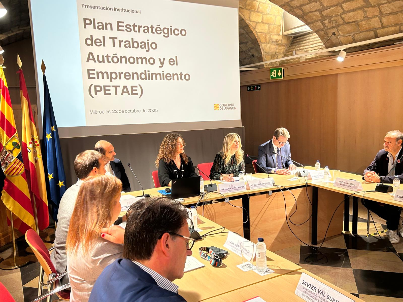 Detalle de la Presentación del Plan en la Sala Hermanos Bayeu del Edificio Pignatelli, en Zaragoza.