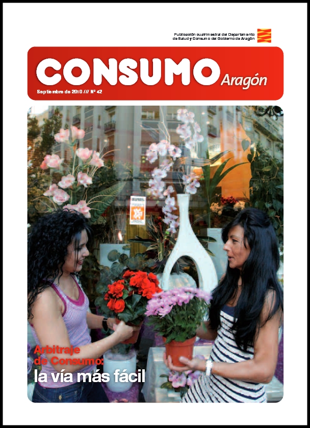 Portada de Revista de Consumo Aragón, número 42. Septiembre 2010. Arbitraje de consumo, la vía más fácil.