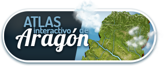 Mapa de Aragón con nubes flotando
