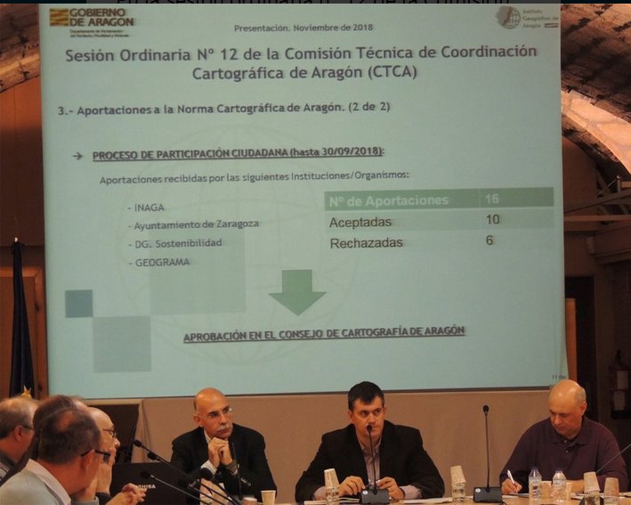 Miembros de la Comisión Técnica de Coordinación Cartográfica de Aragón en una de sus sesiones ordinarias