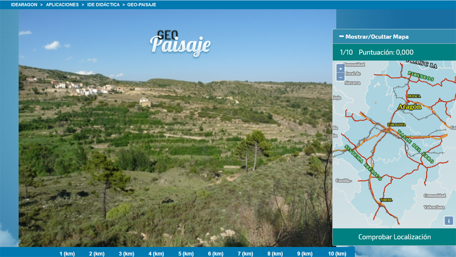 Geo paisaje consiste en localizar sobre el mapa de Aragón dónde se encuentra el paisaje que se muestra en la fotografía.