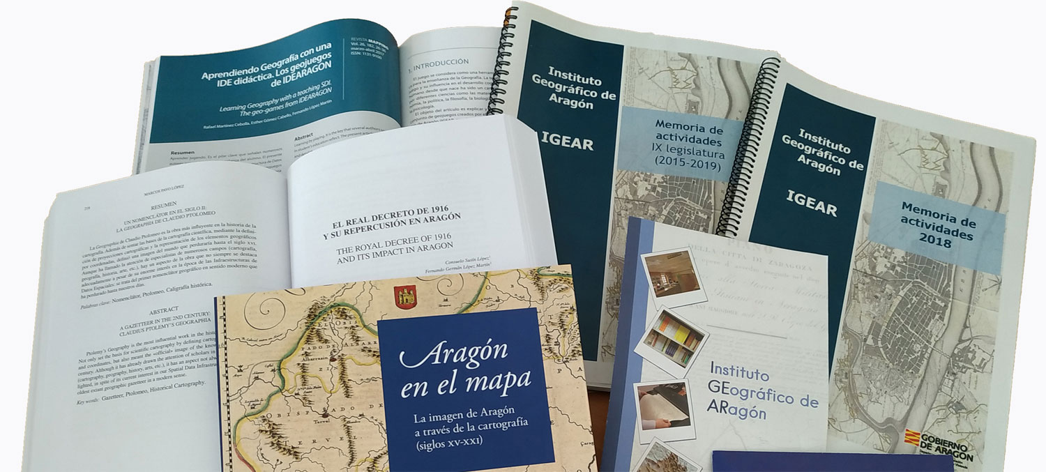 Publicaciones del IGEAR: Aragón en el mapa; Memoria de actividades ; y otras