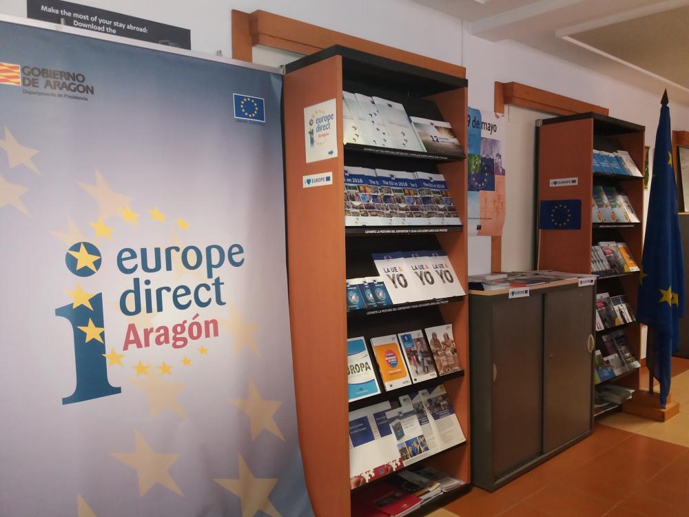 Centro de información con el logotipo de Europe Direct Aragón