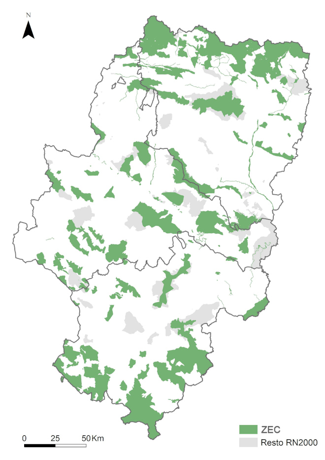 Mapa de Zonas de Especial Conservación (ZEC) en Aragón