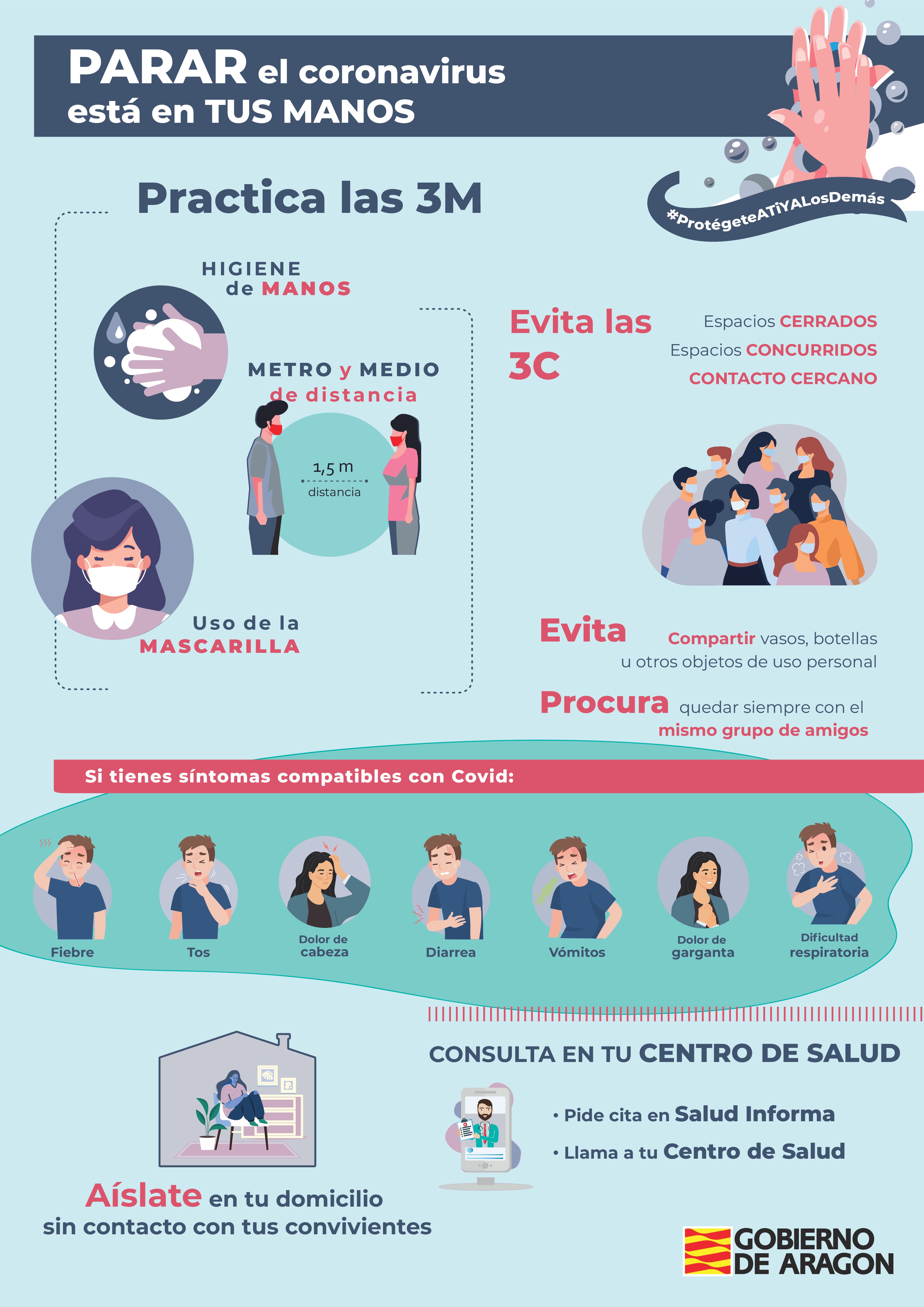 Infografía: Parar el coronavirus está en tus manos. A continuación el enlace a su descripción extensa.