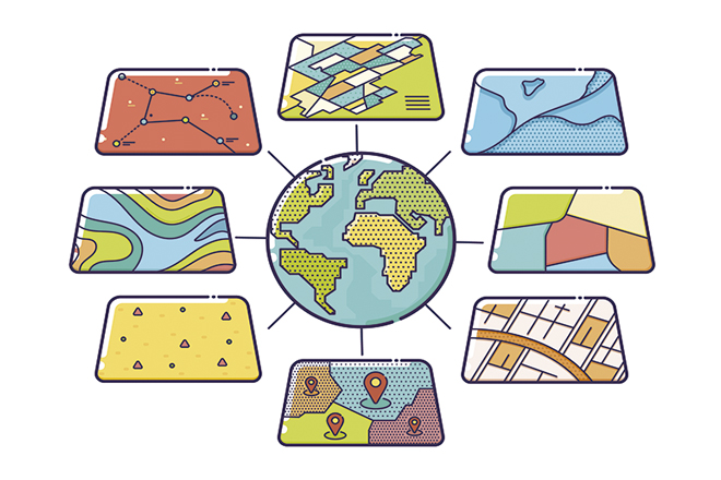 Imagen que representa distintas capas que integran un sistema de información geográfica