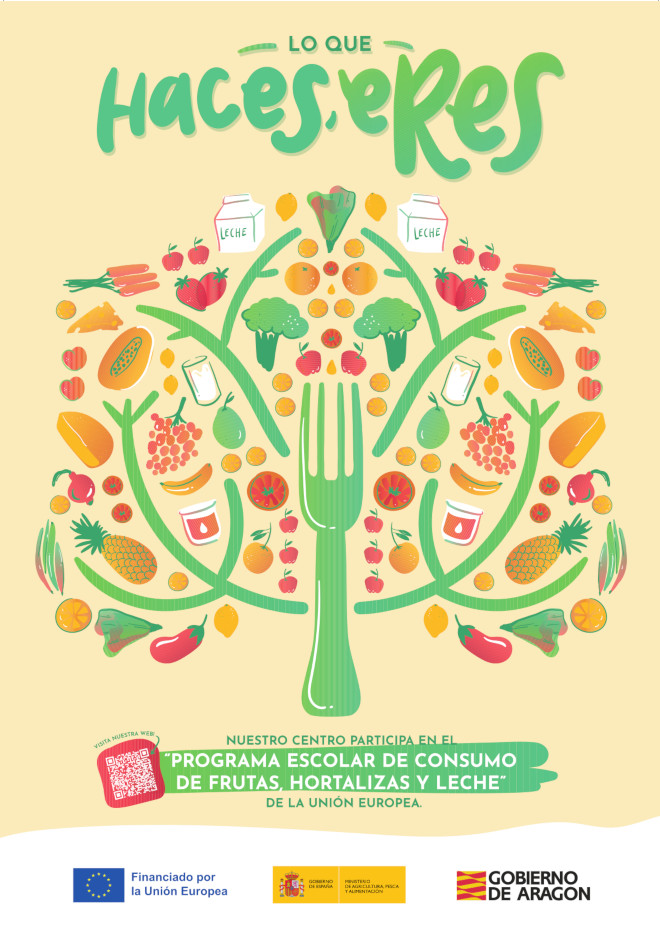 Cartel del programa escolar de consumo de frutas, hortalizas y leche