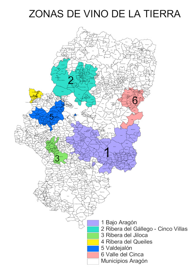 Mapa zonas Indicación geográfica protegida Vinos de la Tierra