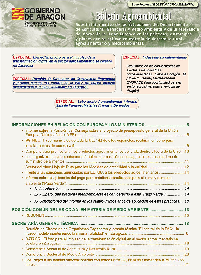 Portada del Boletín Agroambiental