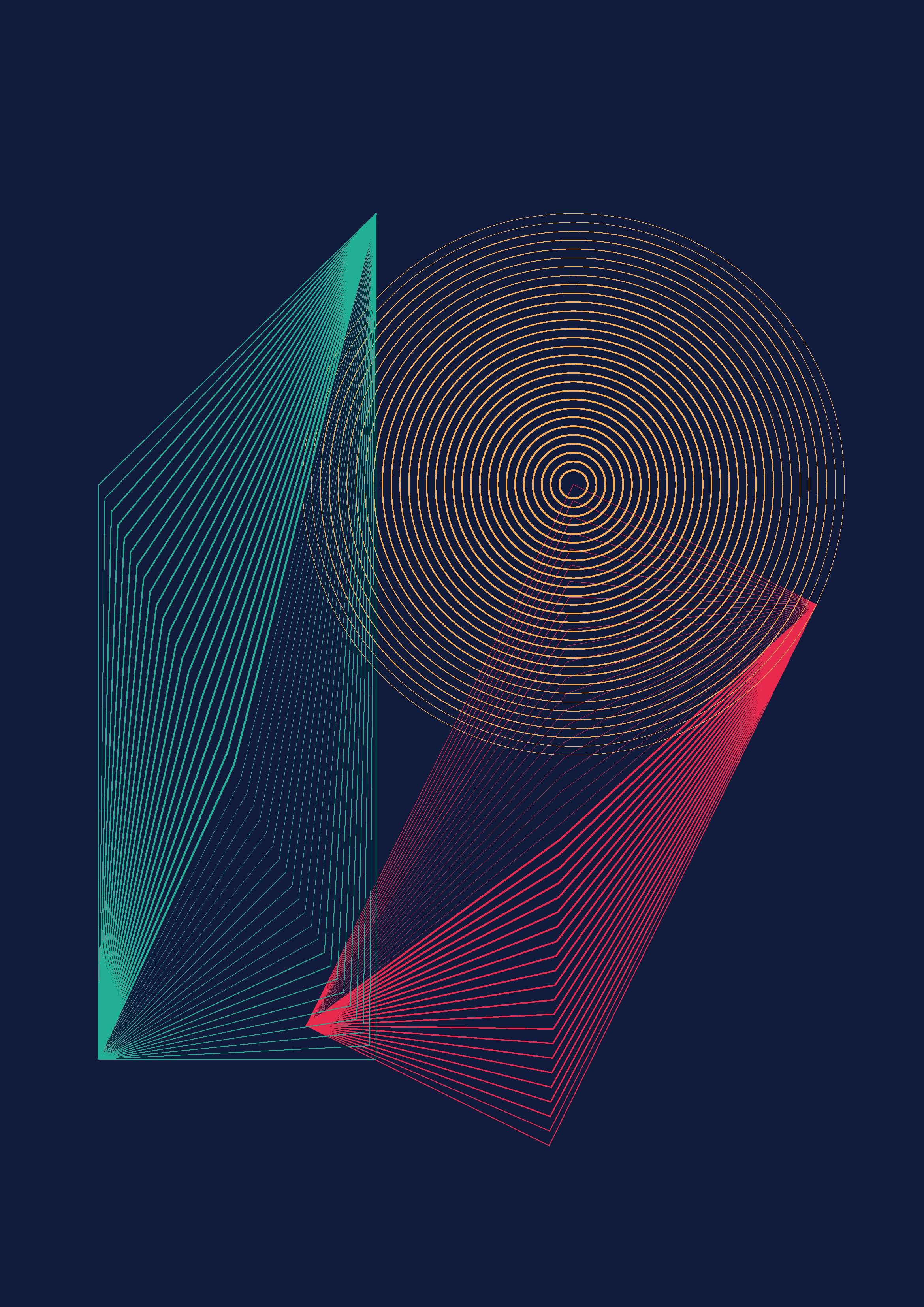 Cartel en el que figura el logotipo del certamen con formas geométricas haciendo un 19