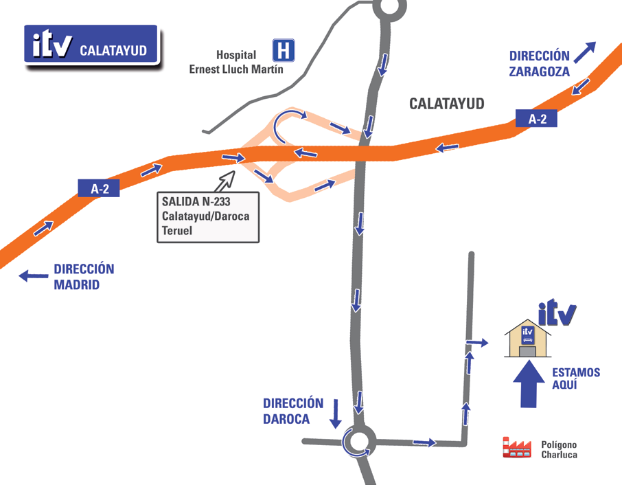 Plano de situación de la estación de ITV de Calatayud