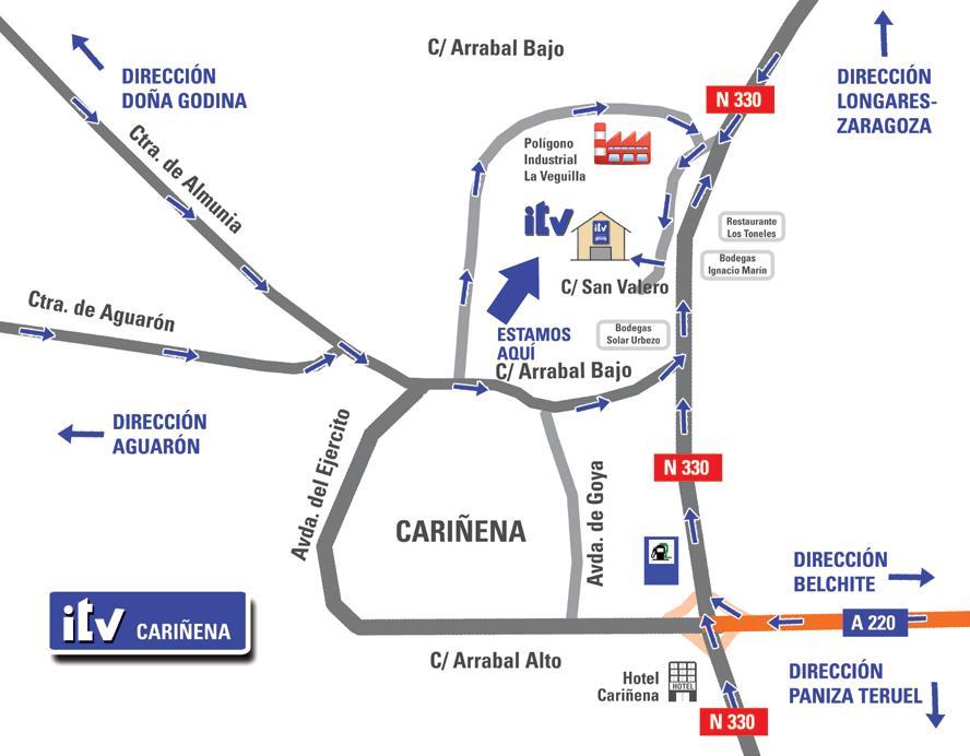 Plano de situación de la estación de ITV de Cariñena