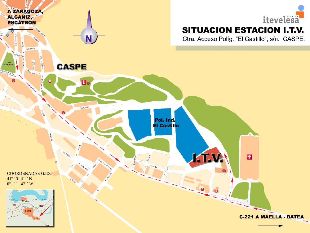 Plano de situación de la estación de ITV de Caspe