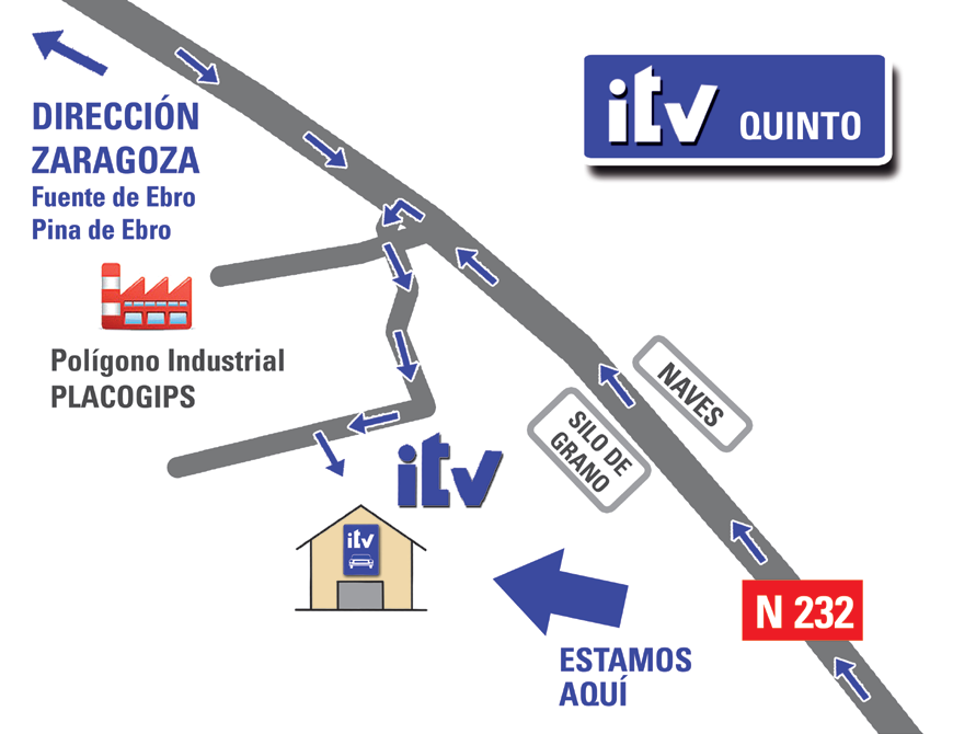 Plano de situación de la estación de ITV de Quinto de Ebro