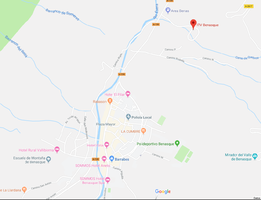 Plano de situación de la estación de ITV de Benasque