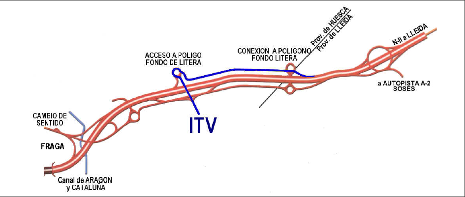 Plano de situación de la estación de ITV de Fraga