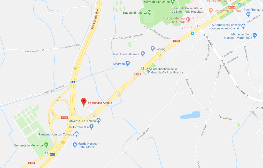 Plano de situación de la estación de ITV de Huesca capital
