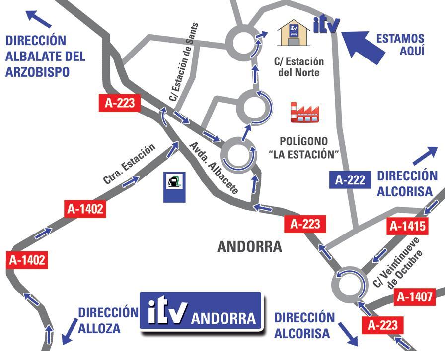 Plano de situación de la estación de ITV de Andorra