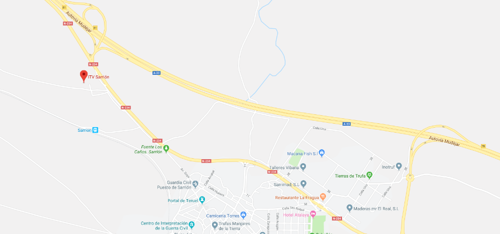 Plano de situación de la estación de ITV de Sarrión