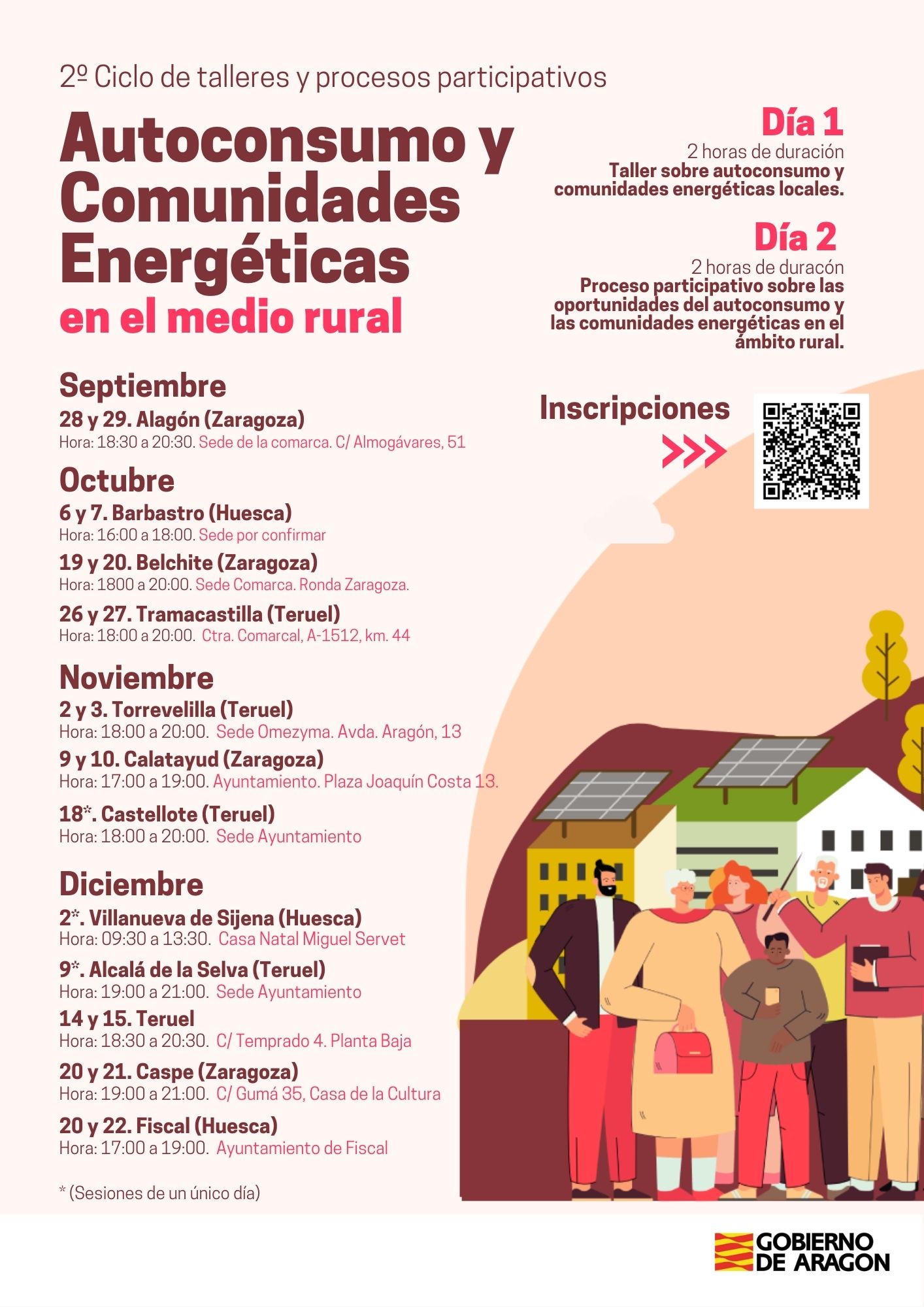 Cartel del ciclo de talleres Autoconsumo y comunidades energéticas en el medio rural
