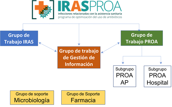 Esquema de los grupos de trabajo de IRASPROA