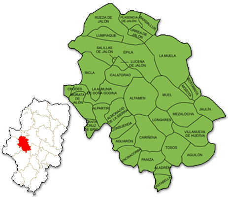 Mapa de Aragón señalado con la zona de actuación de FEDIVALCA