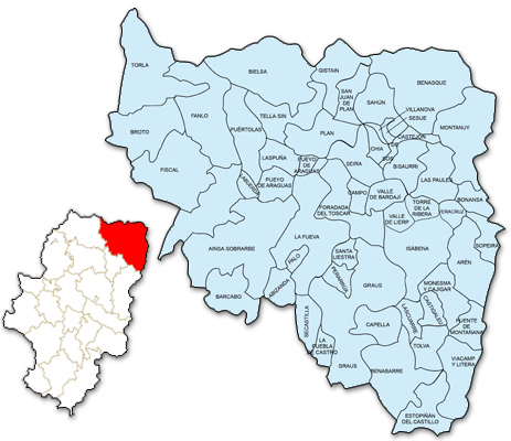 Mapa de Aragón señalado con la zona de actuación de CEDESOR