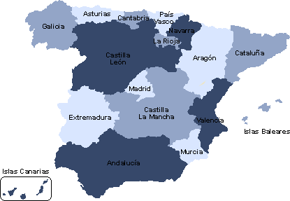 Mapa de España por Comunidades Autónomas