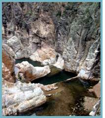 Imagen del Pozo de los Chorros en el  río Aguasvivas.