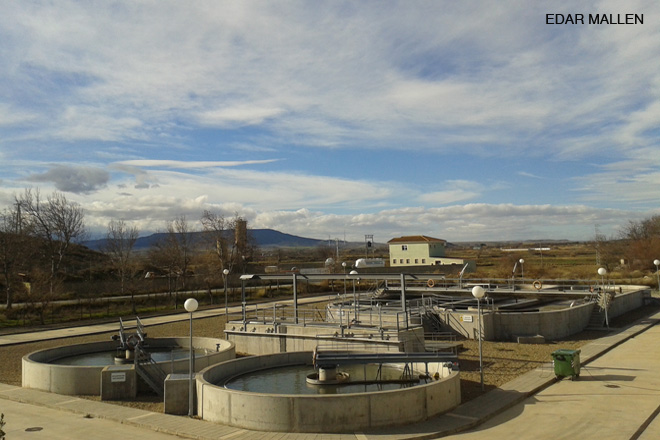 Foto de las instalaciones de la depuradora de aguas residuales de Mallen (Zaragoza)