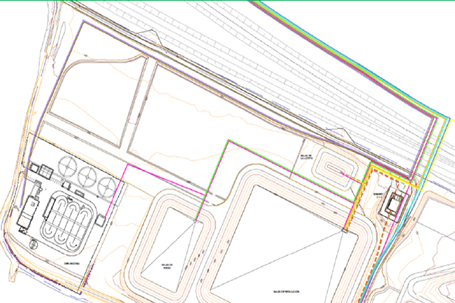 Plano general del proyecto donde se señalan las tuberías existentes y las de nueva, objeto del proyecto