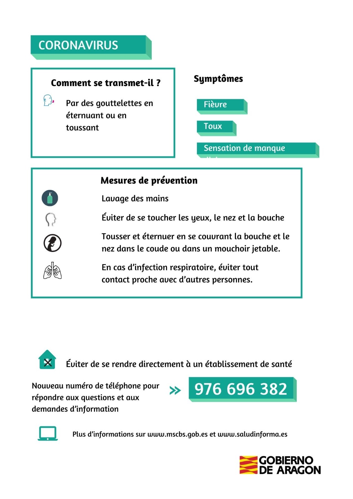 Información sobre el coronavirus en francés