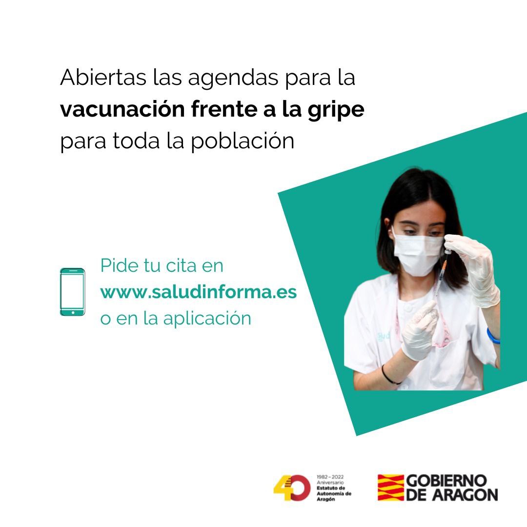 Abiertas agendas de vacunación frente a la gripe para toda la población