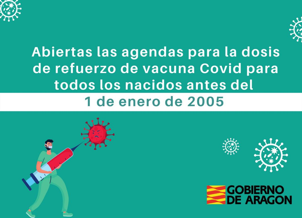 Abiertas las agendas para la dosis adicional de la vacuna contra COVID personas nacidas hasta 2005