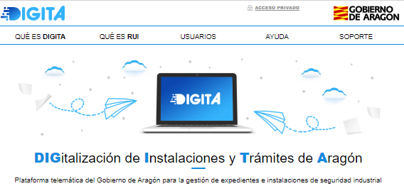 Pantalla inicial de la aplicación telemática DIGITA