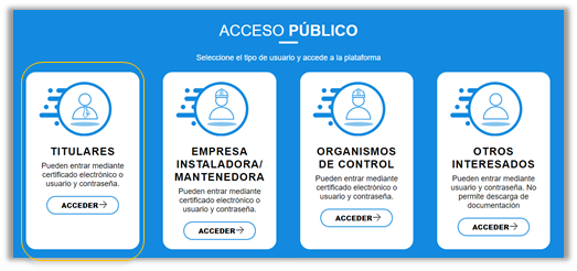 Pantalla de DIGITA con las diferentes formas de acceso público a la plataforma