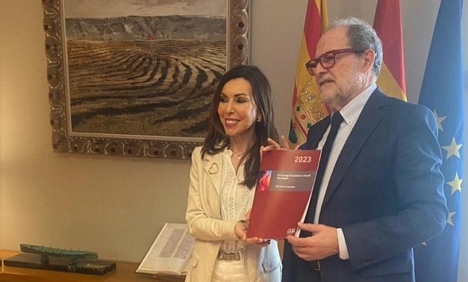 La presidenta de las Cortes de Aragón y el presidente del Consejo Económico y Social de Aragón