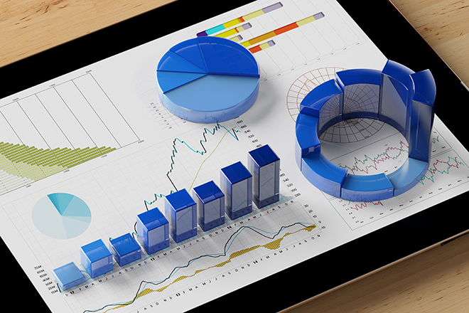 Gráficos y barras de datos estadísticos