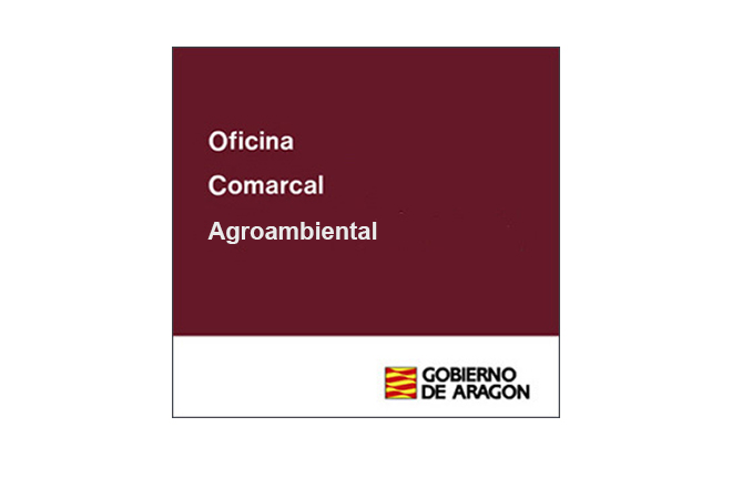 Diseño en colores institucionales conteniendo logotipo del Gobierno de Aragón. Oficina Comarcal Agroambiental