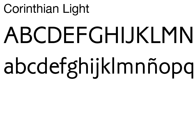Caracteres tipográficos de la fuente Corinthian