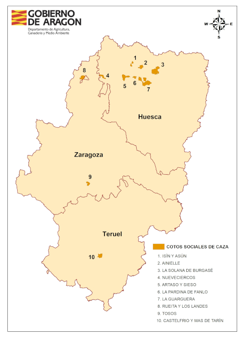 Cotos sociales de caza en Aragón