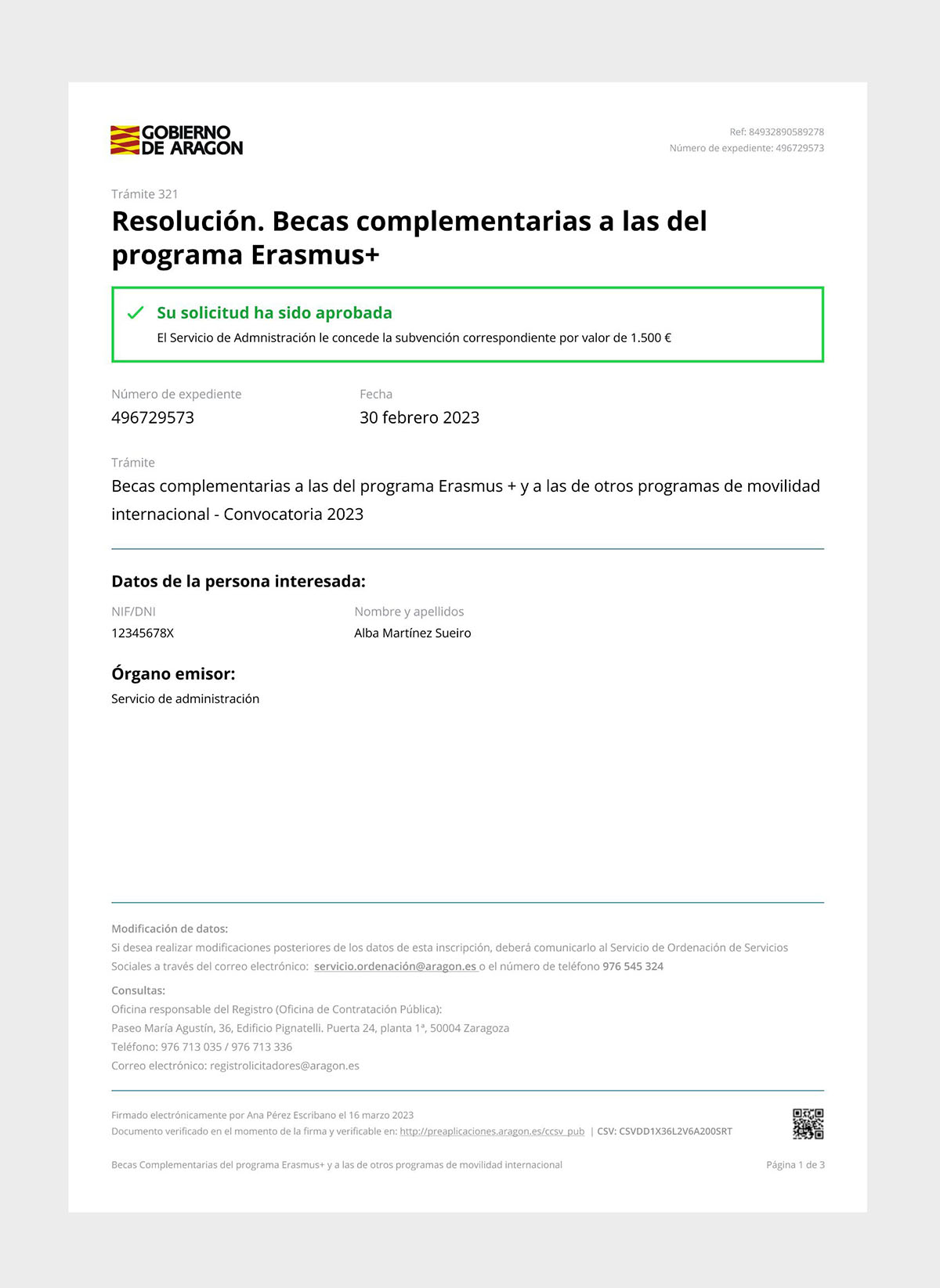 Prototipo del nuevo diseño propuesto para los documentos normalizados del Gobierno de Aragón en comunicación clara